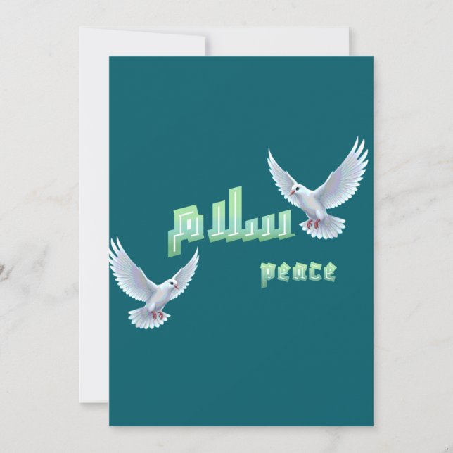 Convite Arabic Peace "Salaam" Typography with White Doves (Frente)