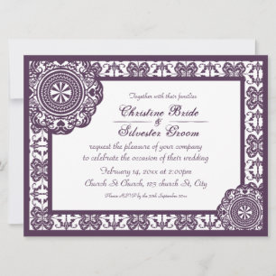 Convite Arábico Roxo Lace, casamento 6.5x8.75