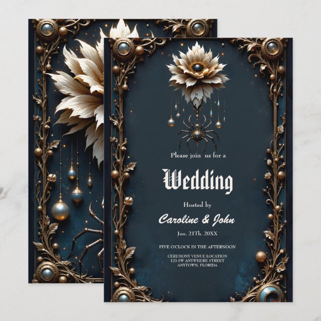 Convite Aranha de Casamento – Guardiã do Desabrochar da Lu (Frente/Verso)