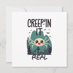 Convite Aranha de Halloween Kawaii Trocadilho