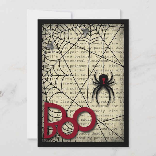 Convite Aranha de Viúva Preta e Texto Cérebro para o Hallo (Frente)