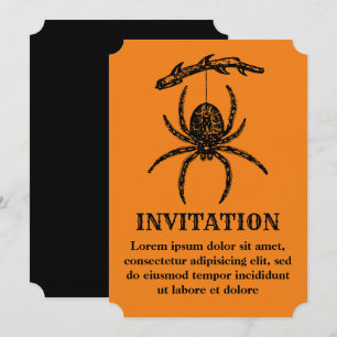Convite Aranha Laranja de Halloween