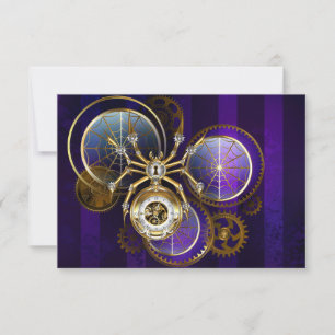 Convite Aranha Steampunk no fundo roxo