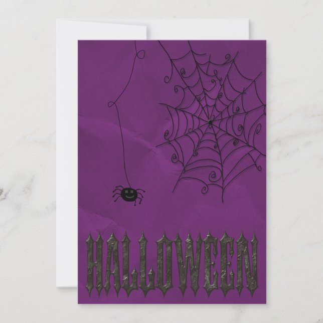 Convite Aranhas Assustadoras & Teias de Aranha Halloween (Frente)