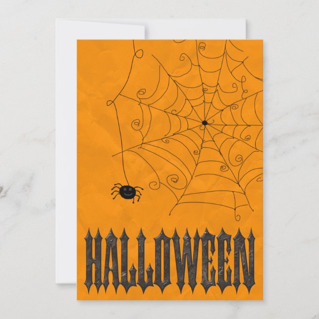 Convite Aranhas Assustadoras & Teias de Aranha Halloween (Frente)