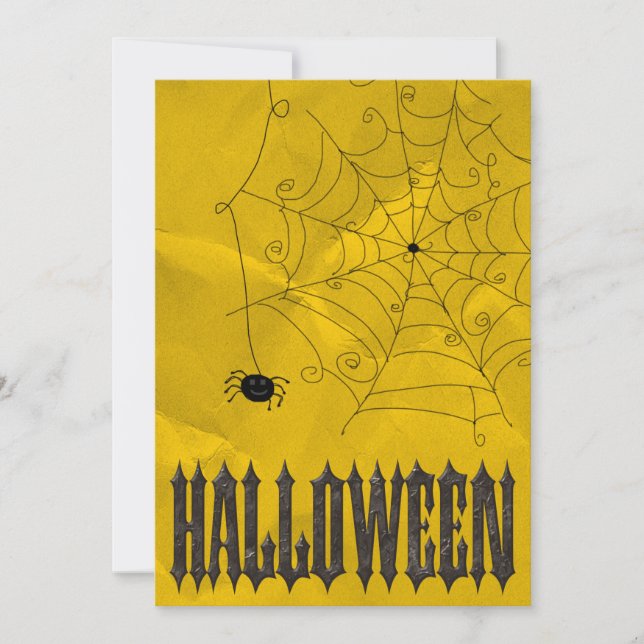Convite Aranhas Assustadoras & Teias de Aranha Halloween (Frente)