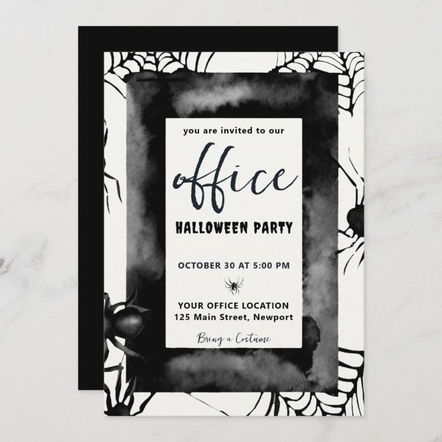 Convite Aranhas Corporativas de Festas de Escritório do Ha (Frente/Verso)