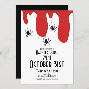 Convite Aranhas de Sangue Halloween Haunted House