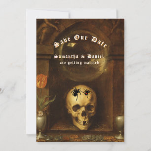 Convite Aranhas-do-Gótico de Casamento Halloween Salvem a 