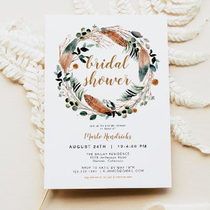 Convite Arbor - Feather Greenery Wreath Bridal da Boêmia