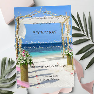 Convite Arborização de Praia Floral de Casamento Recepçã