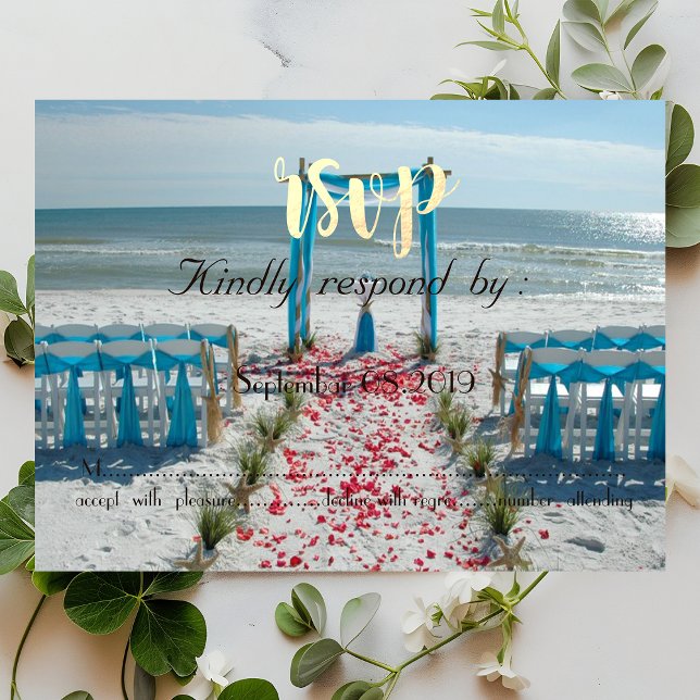 Convite Arbusto de Casamento na Praia RSVP (Criador carregado)