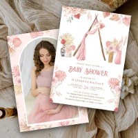 Arbusto de Praia Boho Floral Rosa Foto Chá de Bebê