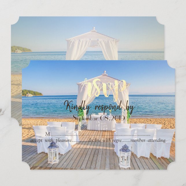 Convite Arbusto de Praia Tropical RSVP (Frente/Verso)