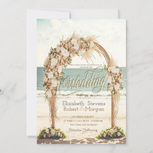 Convite Arbusto de Rosas para Casamento na Praia