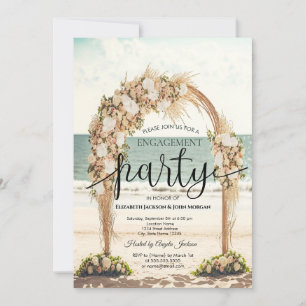 Convite Arbusto de Rosas para Casamento na Praia Engajamen