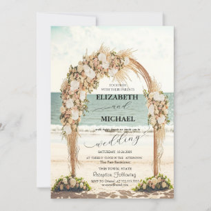 Convite Arbusto de Rosas para Casamento na Praia Roteiro C