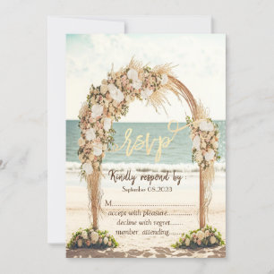 Convite Arbusto de Rosas para Casamento na Praia RSVP