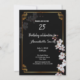 Convite arbustos brancos e flores do ouro Aniversário