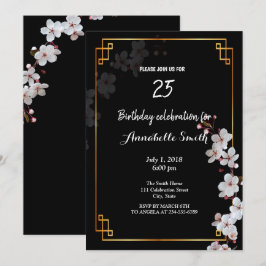 Convite arbustos brancos e flores do ouro Aniversário