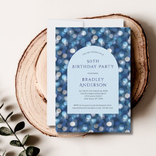 Convite Arca Azul De Fundo Para Ele 50º Aniversário