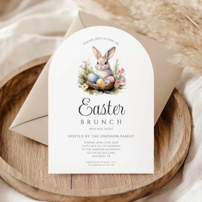 Convite Arca de Brunch de Páscoa Bonita (Cute Bunny Easter Brunch Arch Invitation)