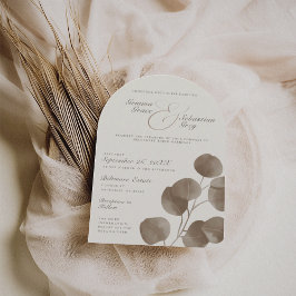 Convite Arca de Casamento Botânico Elegante Ivory & Ash Fa
