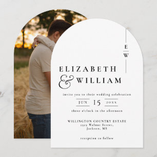 Convite Arca de Casamento de Fotos do Monograma Elegante M