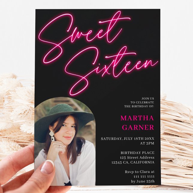 Convite Arca de fotos divertida com script de sinais rosa  (Criador carregado)