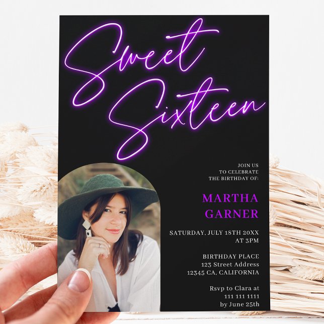 Convite Arca de fotos divertida com script de sinais roxos (Criador carregado)