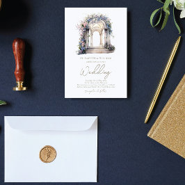 Convite Arca Floral de Casamento de Watercolor