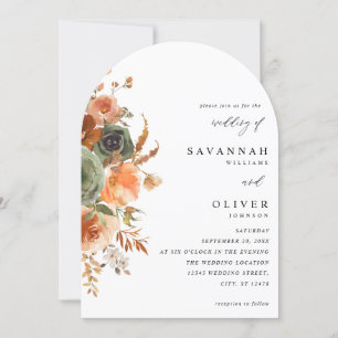 Convite Arca Floral de Casamento Verde & Terra Cotta