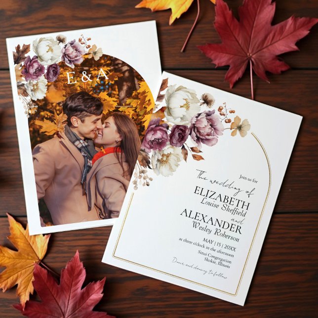 Convite Arca Floral Dourada | Autumn Photo Wedding (Criador carregado)