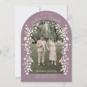 Convite Arca Floral Romântica de Lavanda Dusta Salva a Dat