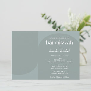 Convite Arca Geométrica Moderna com Bat Teal Mitzvah