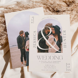 Convite Arca moderna do ventre 2 fotos cinza de marfim de