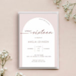 Convite Arca moderna e minimalista 16<br><div class="desc">Projetado para coordenar com nossa coleção moderna de boho, este moderno e doce convite de aniversário 16 apresenta a tendência e o popular arco em branco sobre fundo cor-de-rosa bege, emparelhado com fonte de script. Para personalização mais avançada deste design, por exemplo, alteração do layout, da fonte ou do tamanho...</div>
