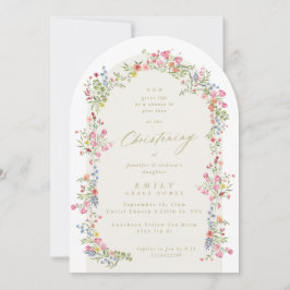 Convite arca primavera floral de batizado elegante