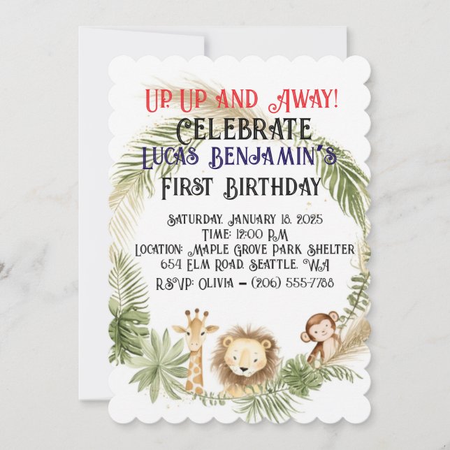 Convite Arca Selvagem Um Primeiro Aniversário (Frente)