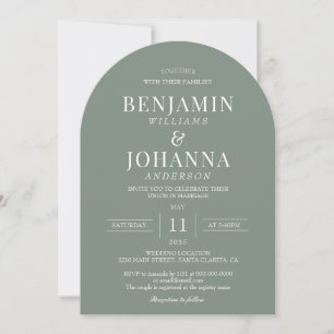 Convite Arca Verde de Casamento Elegante Sage