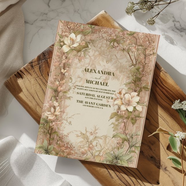 Convite Arch Arch Nouveau Wedding Elegante (Criador carregado)