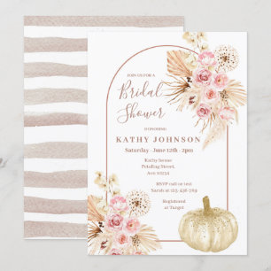 Convite Arch Boho Pampas Grass e Chá de panela de Abóbor