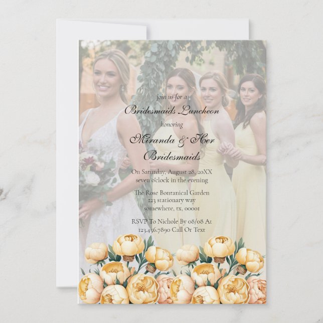 Convite Arch Butter Yellow Photo Bridesmaids Luncheon (Frente)