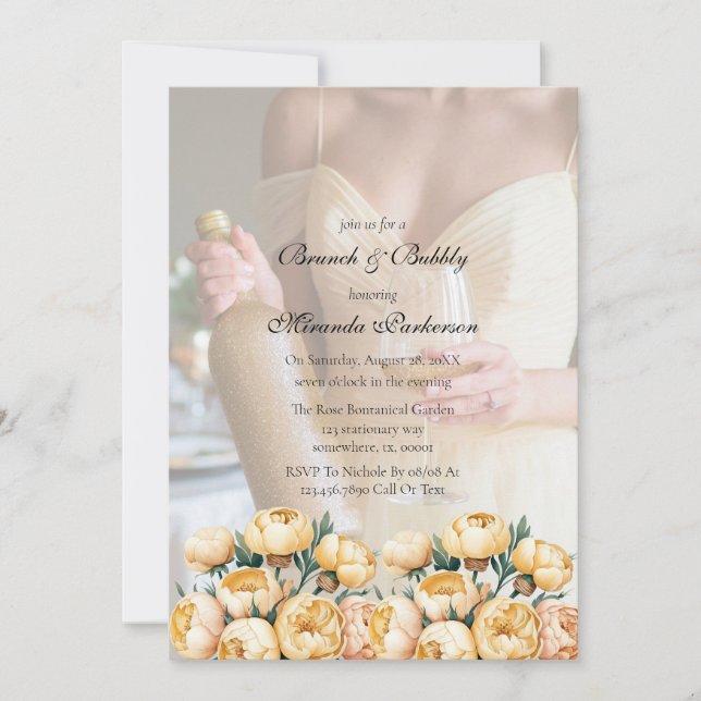 Convite Arch Butter Yellow Photo Brunch e Bubble (Frente)
