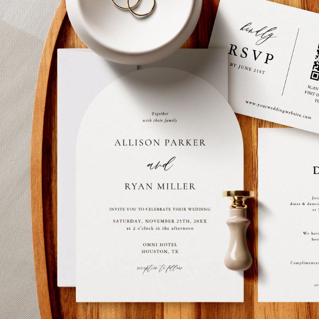 Convite Arch Caligrafia Moderna Simples Casamento (Criador carregado)