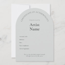 Convite Arch Certificate of Authenticity Art Modelo