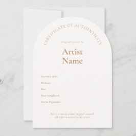 Convite Arch Certificate of Authenticity Art Modelo