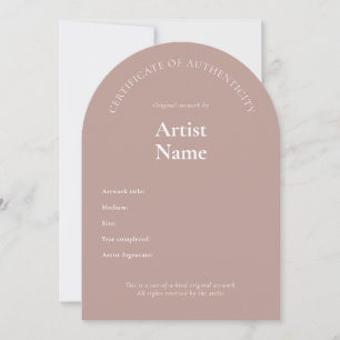 Convite Arch Certificate of Authenticity Art Modelo