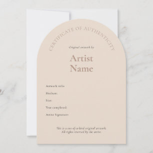 Convite Arch Certificate of Authenticity Art Modelo