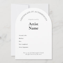 Convite Arch Certificate of Authenticity Art Modelo